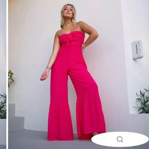 NWT VICI strapless wide leg jumpsuit size M